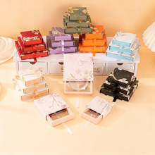 中国风繁花仿刺绣首饰抽屉盒戒指耳环项链手串玉镯胸针礼品包装盒