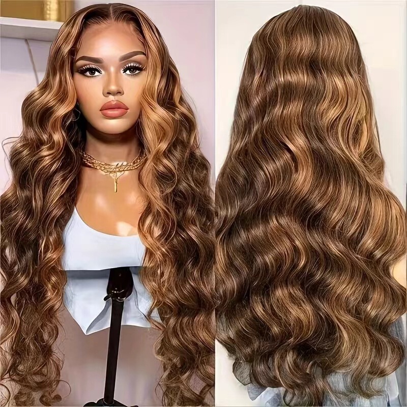 Foreign Trade European and American Fashion Front Lace 13*4 Wig African Hot-Selling Big Wavy Curly Hair Chemical Fiber Full Headgear Ready Stock