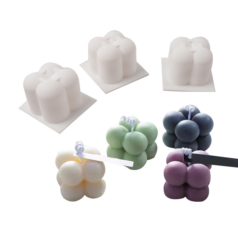 DIY pequeño molde de silicona cubo de chocolate mousse jabón automóvil aroma molde de vela de banda magnética
