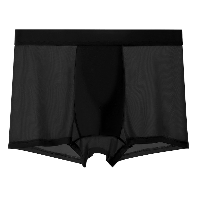 Calzoncillos de seda de hielo de verano calzoncillos boxer de seda de hielo para hombres cabeza entrepierna antibacteriana color sólido cuatro esquinas pantalones cortos para niños nuevos para hombres