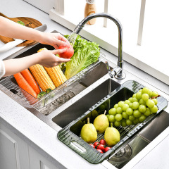 Simple retractable sink drain basket kitchen sink drain rack tableware fruit and vegetable storage basket