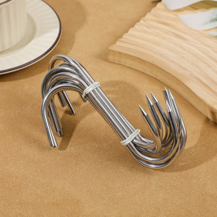 5 PCT 5 inch pointed meat hook non-magnetic bold 13cm hanging bacon hook sausage hook stainless steel S-shaped bacon hook