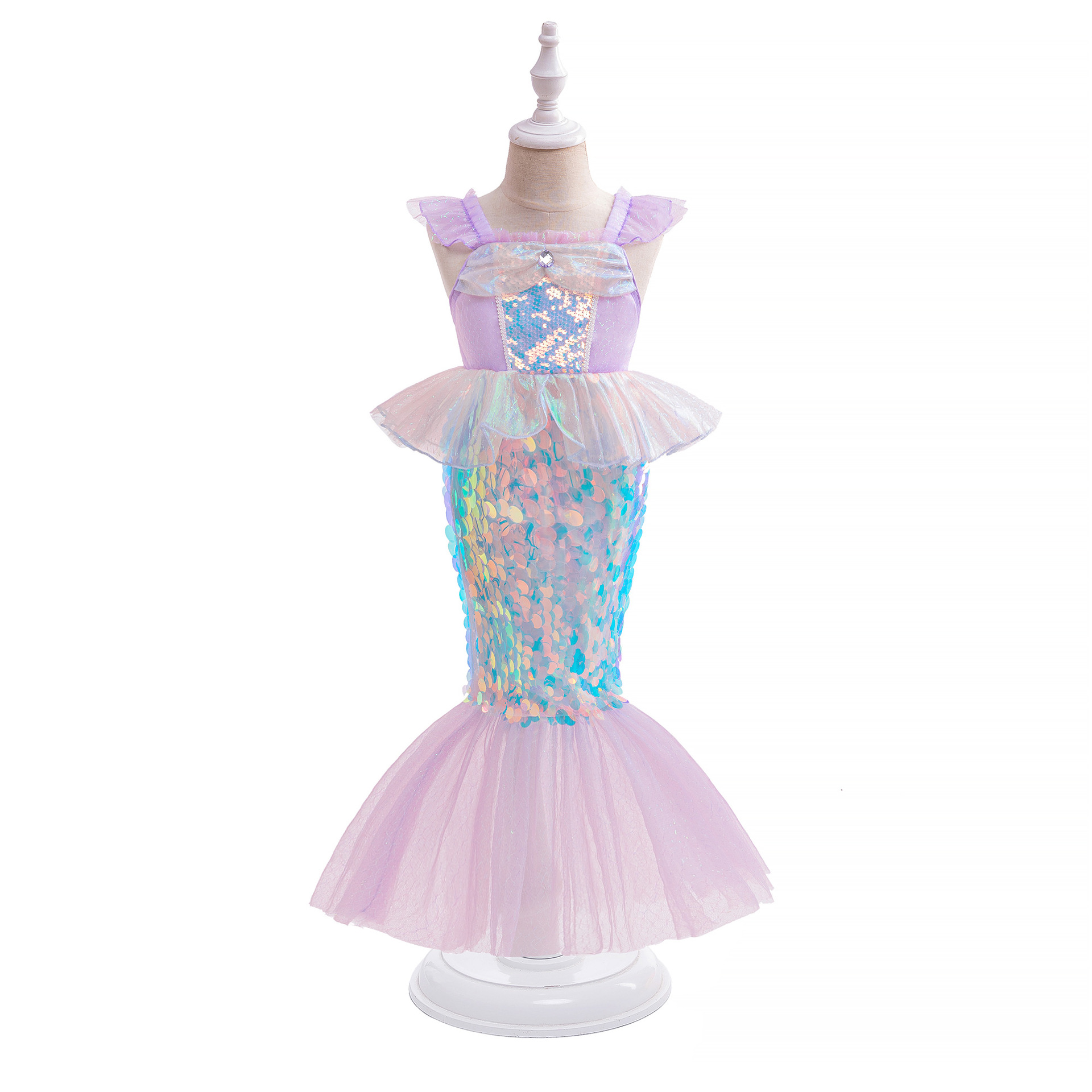 Sirena Ariel vestido de princesa sirena Ji vestido de cola de pez vestido de lentejuelas para niños vestido de fiesta COS