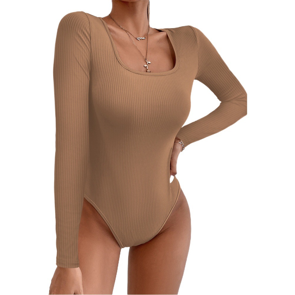 Otoño nueva ropa de mujer transfronteriza europea y americana Amazon casual pit bottoming Top color sólido manga larga mono ajustado