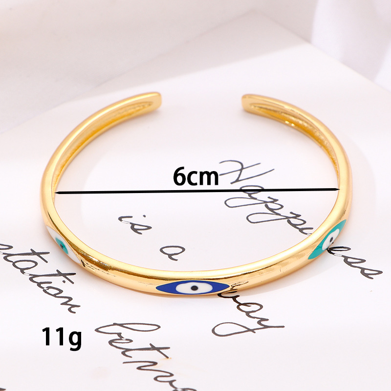 Le Cuivre Plaqué Or De Base Style Moderne Style Classique Émail L'Oeil Du Diable Bracelets Manchette display picture 2