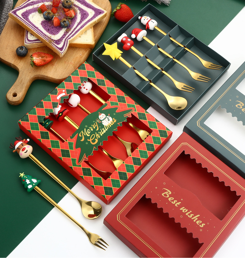 Christmas Festival Letter Pattern Casual, Vacation Style Christmas Casual Vacation Letter 410 Stainless Steel Spoon 1 Set