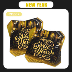 【现货】跨境金聪黑金新年儿童生日节日派对餐巾纸