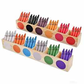 创意木质彩虹分格彩笔收纳盒儿童马克笔铅笔整理盒桌面收纳笔盒