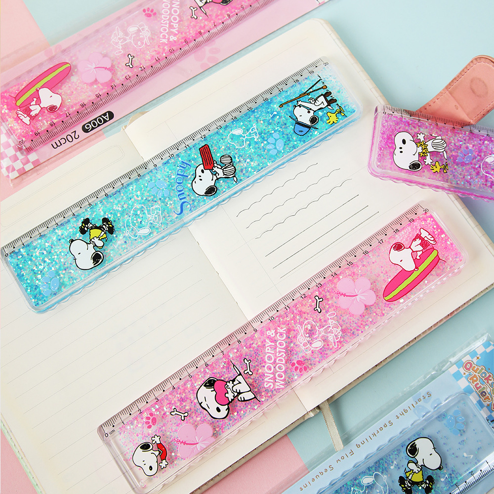 Cartoon Snoop Doggy regla de arena flotante de 20cm de alto valor de plástico regla dura de arena flotante de color estudiantes de papelería