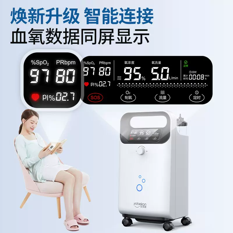 友倍康5L医用分子筛制氧机老人孕妇吸氧机流量家用制氧机AI智能款