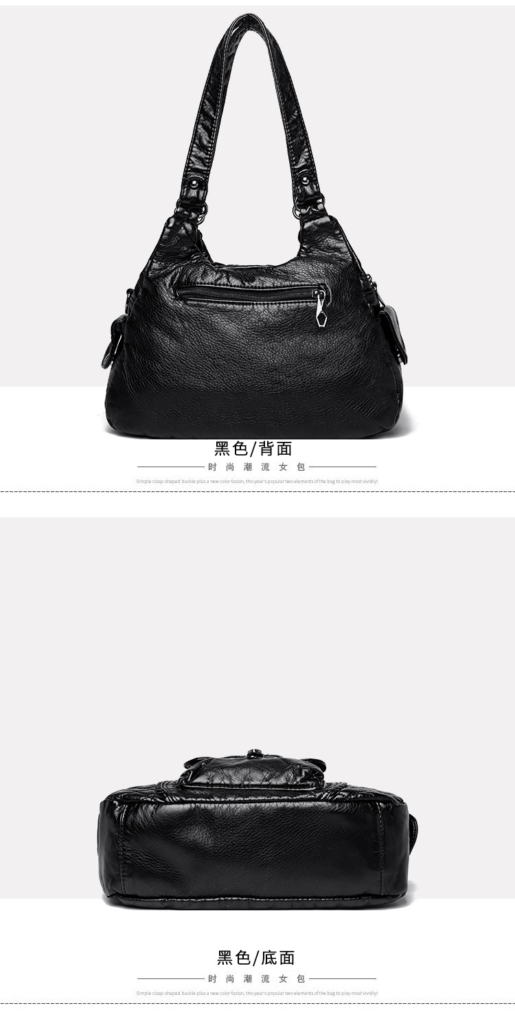 2023 New Mom Commuting Large Capacity tote handbag, washed leather pu women's bag, polyester single-shoulder bag undefined