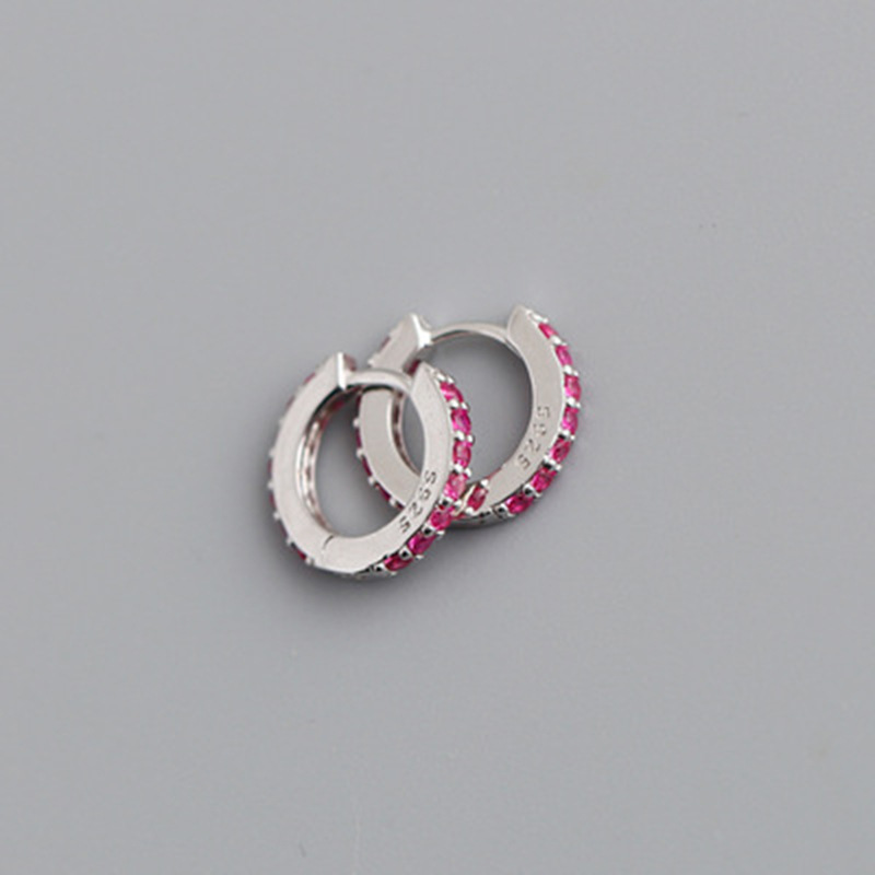 2021 New Foreign Trade 7mm Europe and America Cross Border S925 Silver round MicroInlaid Color Zircon Earrings Earrings Earrings for Womenpicture6