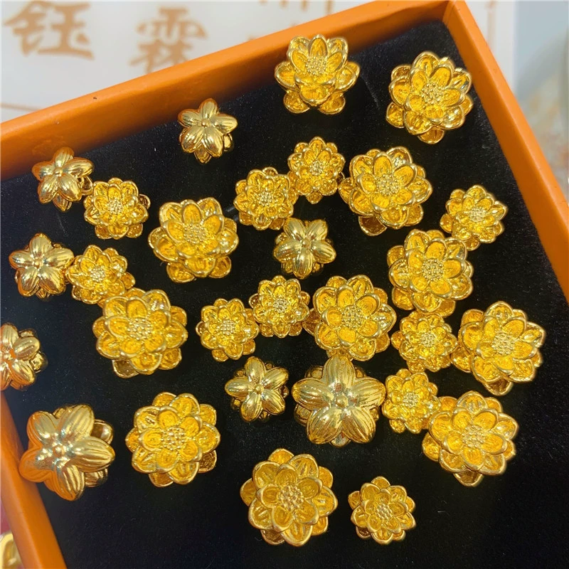 3D твердое золото 999, чистое золото, лотос, золотой браслет с бусинами, ожерелье, кулон с бусинами Будды, браслет Passepartout для женщин