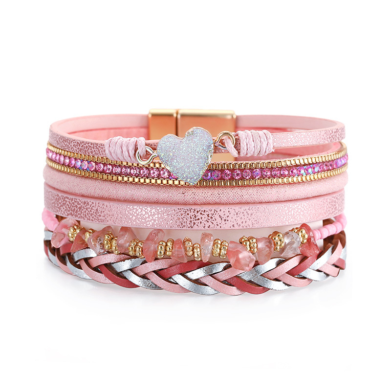 Ethnic Style Heart Shape Pu Leather Braid Womenu0027S Bracelets