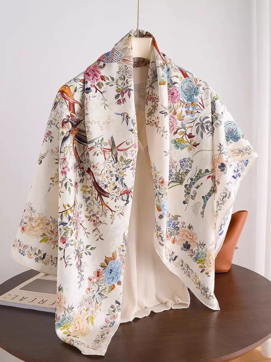 Primavera pequeña bufandas de seda ~ primavera y verano fresca sensación de reducción de la edad de las niñas coreanas pequeñas bufandas de seda de lujo ligero mujeres versátiles