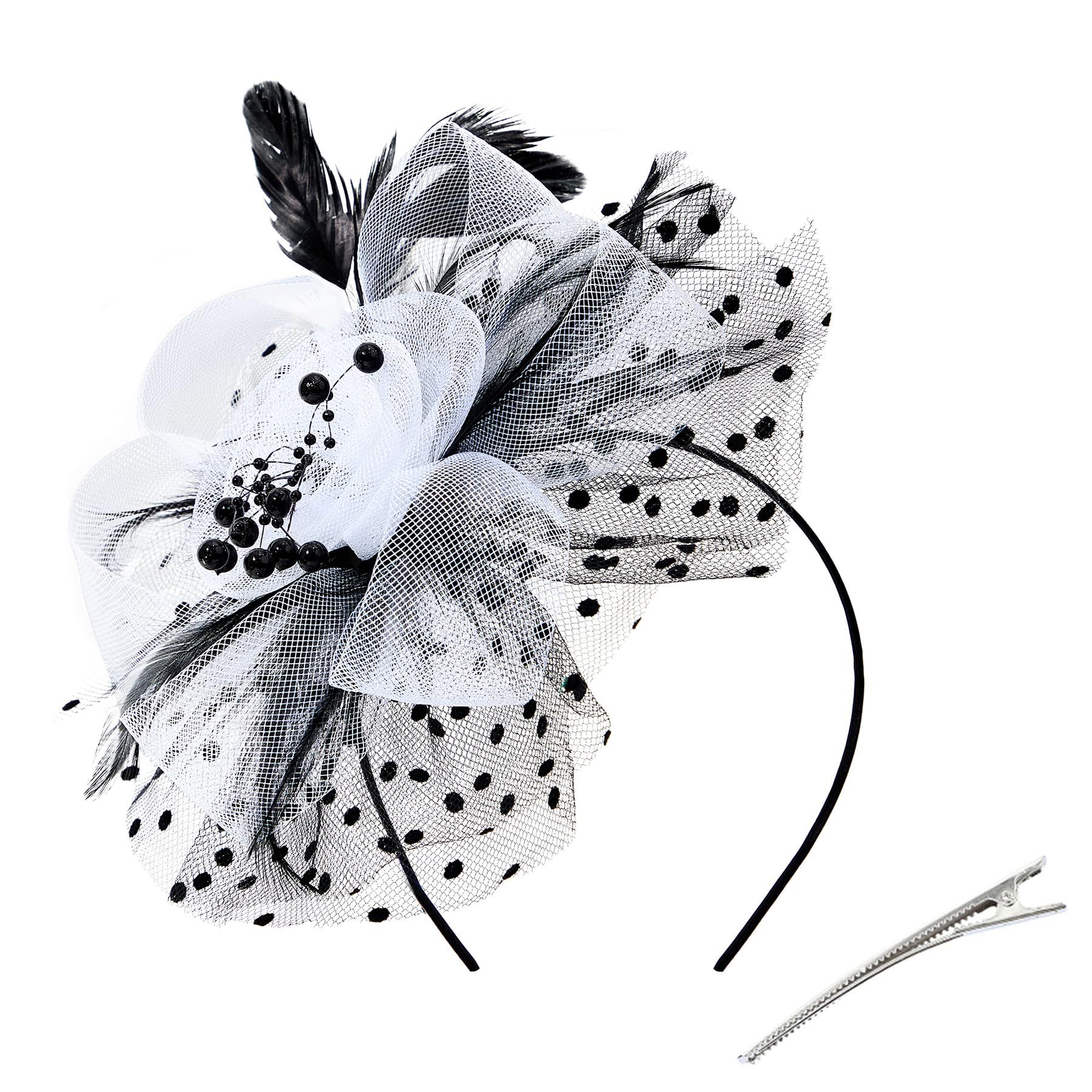 Halloween headpiece, European and American party feather headdress, new bridal headpiece, horse racing festival headpiece, hairpin, headband