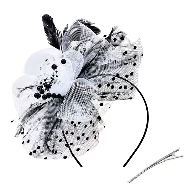 Halloween headpiece, European and American party feather headdress, new bridal headpiece, horse racing festival headpiece, hairpin, headband