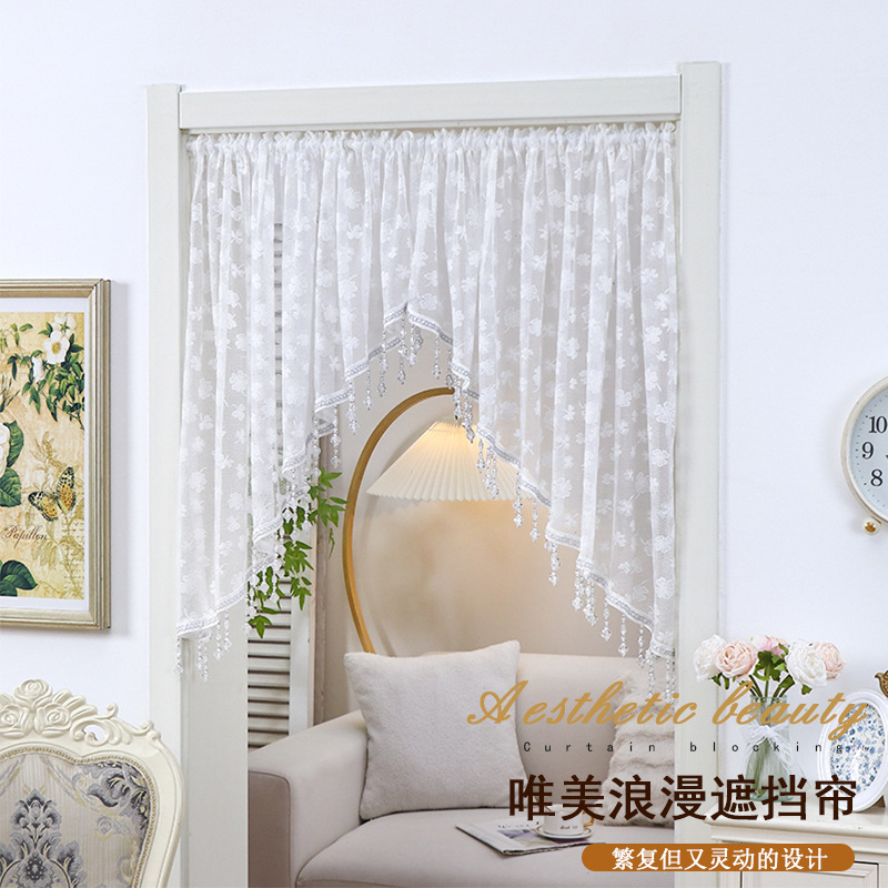 French Style Lace Door Curtain Half Curtain Partition Curtain Bedroom Room Shelter Curtain Home Gauze Curtain New Style Half Curtain for Bathroom