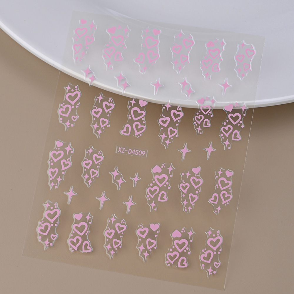 Pegatinas de uñas con forma de corazón hueco, láser dorado y plateado, pegatinas de uñas rojas con reverso adhesivo, pegatinas de uñas con forma de corazón torcido image 20