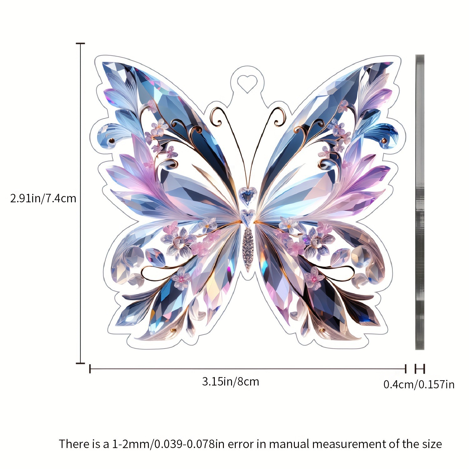 Año Nuevo transfronterizo forma de mariposa atrapador de sol 2D plano acrílico colgante decoración para el hogar colgante lista sin