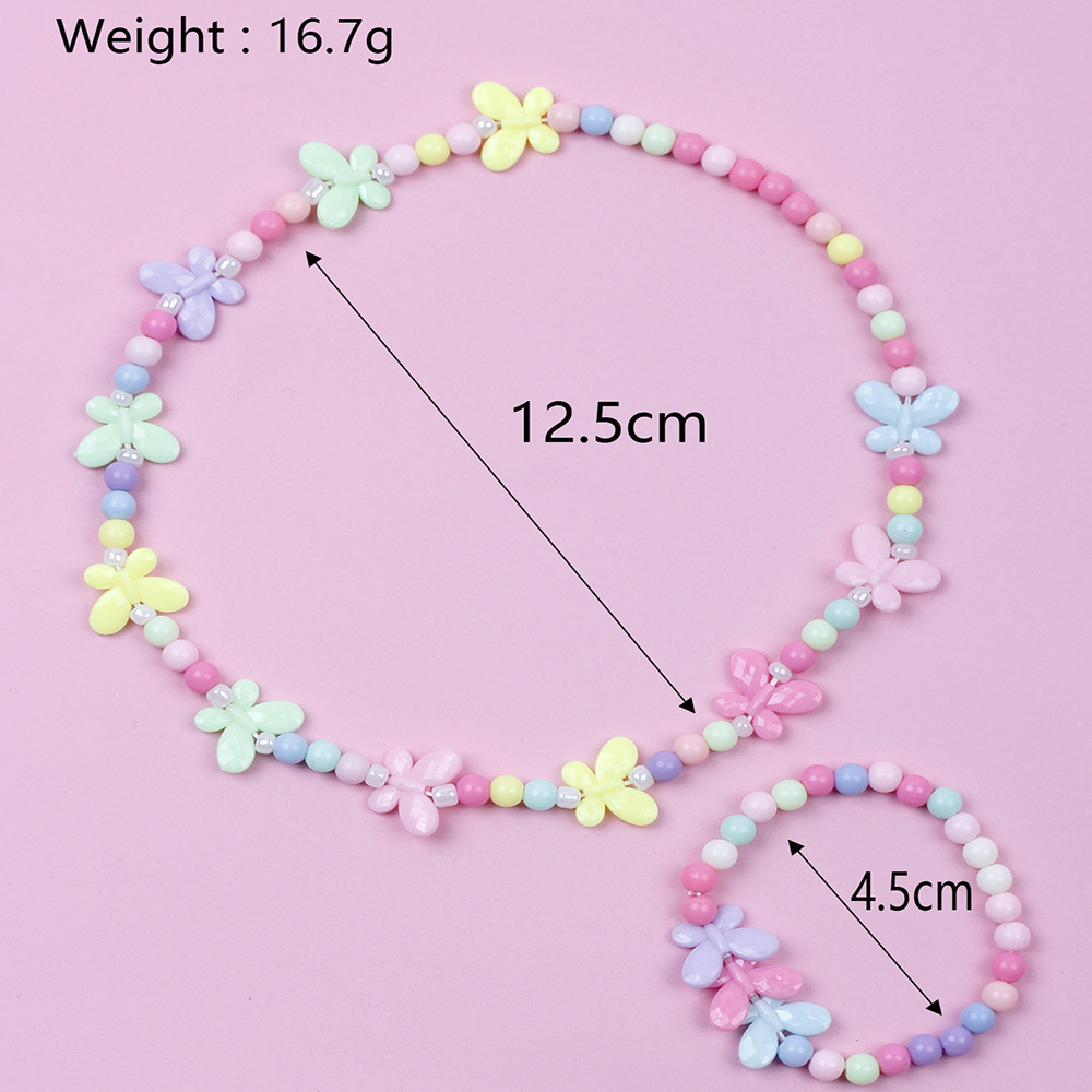 Korean Style Butterfly Plastic Beaded Girl's Bracelets Necklace display picture 4