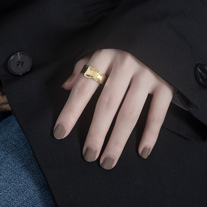 European and American fashion ring new irregular concave open ringpicture15