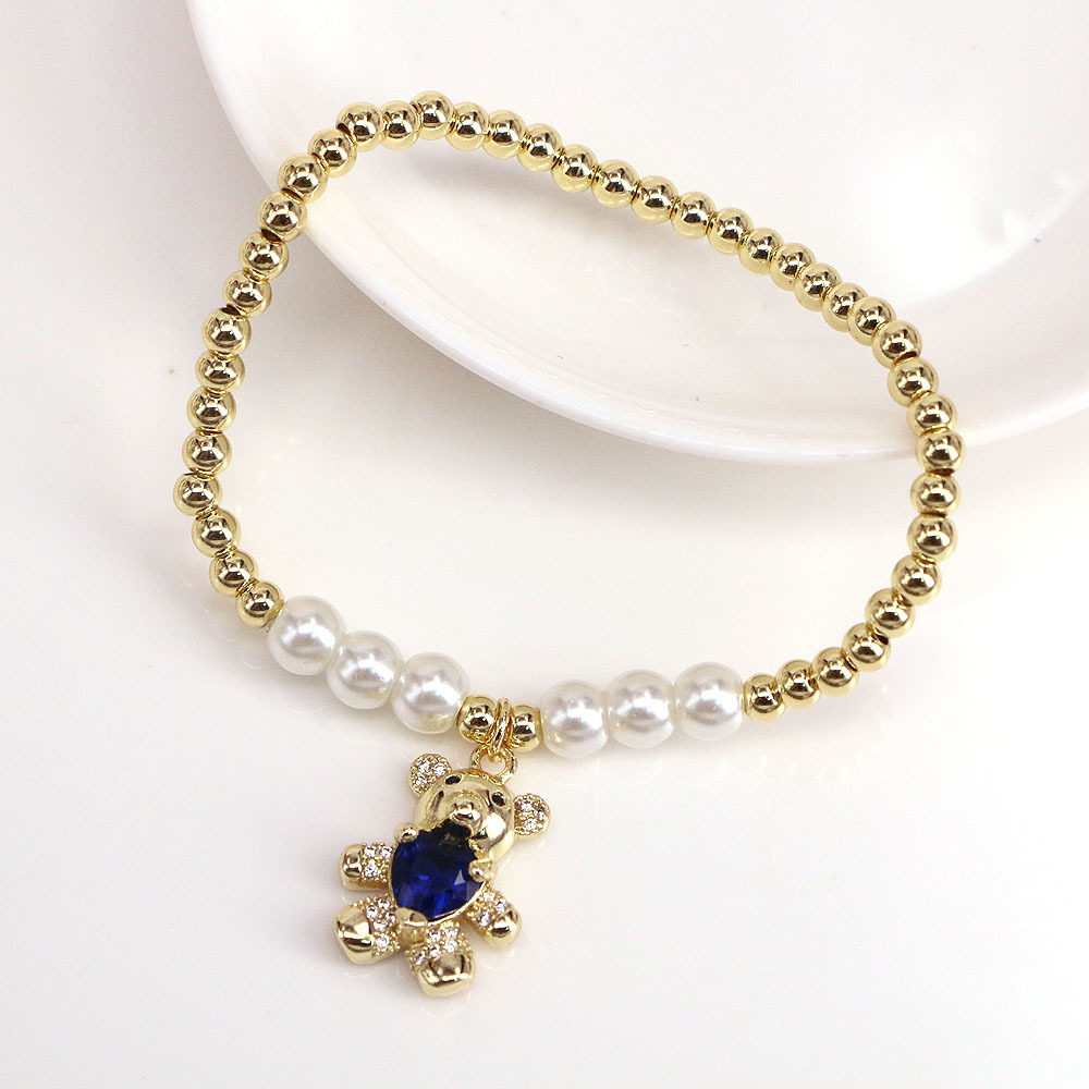 Fashion Bear Copper Gold Plated Artificial Gemstones Bracelets
