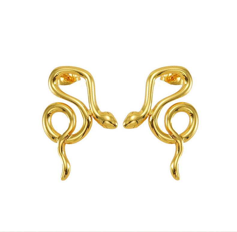 1 Pair Simple Style Classic Style Snake Plating Titanium Steel Ear Studs display picture 5