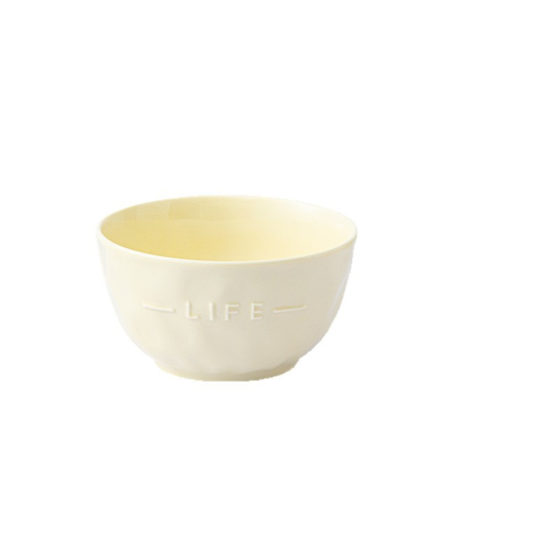 Tazón de cerámica blanco minimalista personalizado para exportación con color bajo esmalte, alto valor estético, juego de vajilla de cerámica de lujo ligero para arroz, estilo transfronterizo.