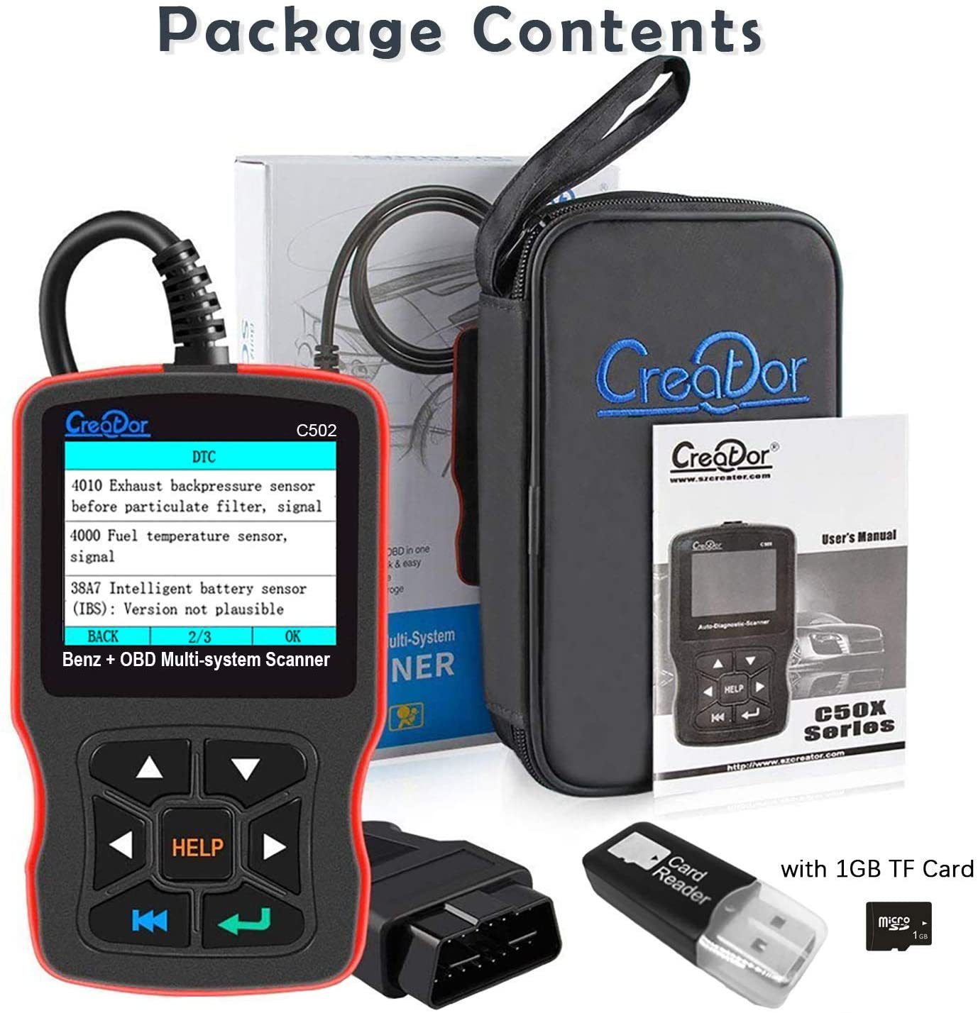 Creator C502 Benz & OBDII/EOBD SCANNER Genuine Automotive Fault Detection and Diagnostic Device