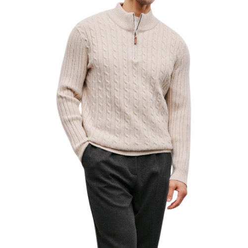 Explosiones transfronterizas de tamaño europeo medio cremallera jersey de hilado suéter hombre viejo viento de negocios otoño invierno fábrica al por mayor