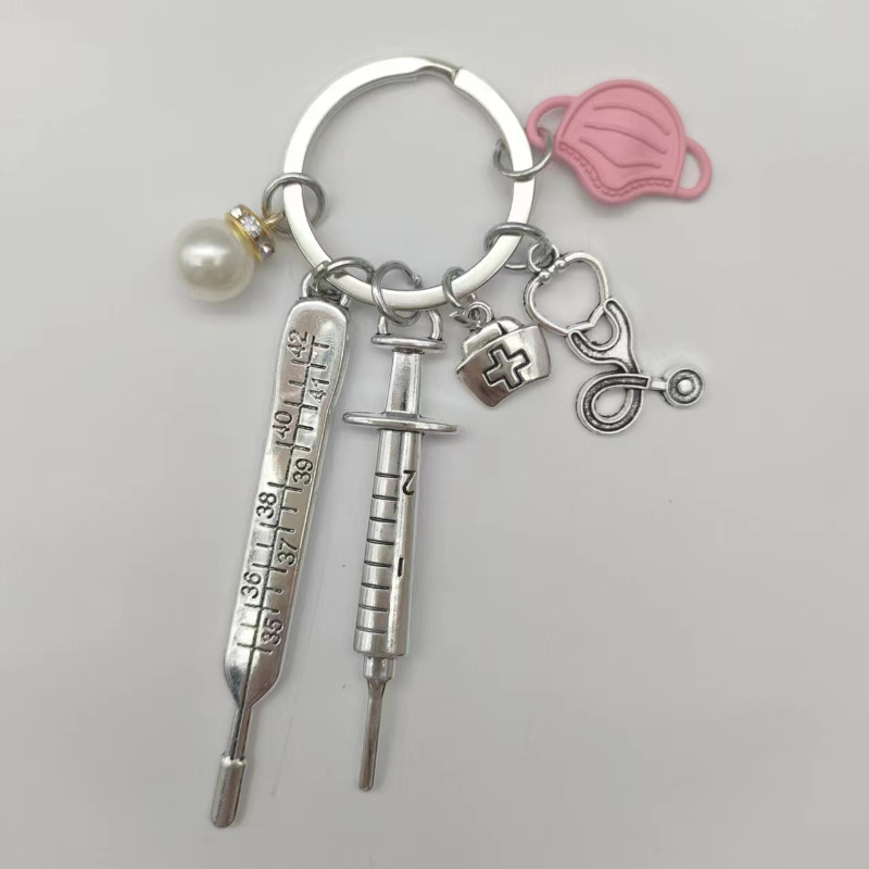 Cross-Border Syringe Thermometer Stethoscope Mask Keychain Medical Creative Gift Keychain