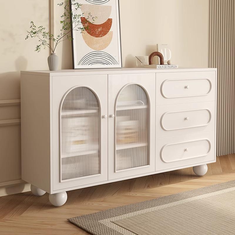 Cream Style Sideboard Modern Minimalist Home Living Room Storage Cabinet Kitchen Storage Cabinet Wall-Mounted Integrated Tea Cabinet