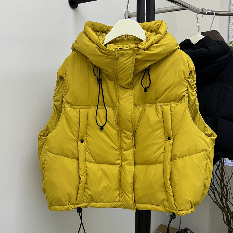 2025 New Autumn and Winter Korean Style Fashionable Hooded White Duck down Vest Women's Short Loose Casual Waistcoat Vest 2025 New Autumn and Winter Korean Style Fashionable Hooded White Duck down Vest Women's Short Loose Casual Waistcoat Vest