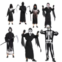 Новый костюм для косплея на Хэллоуин, костюм Grim Reaper, фестиваль призраков, ужас, серп, светящееся платье персонажа Grim Reaper