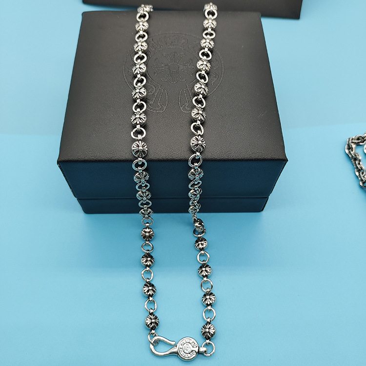 Collar de Chkeluo S925 carta de anclaje estándar de la flor de los hombres y mujeres retro de hombres y mujeres collar de pareja de hombres y mujeres