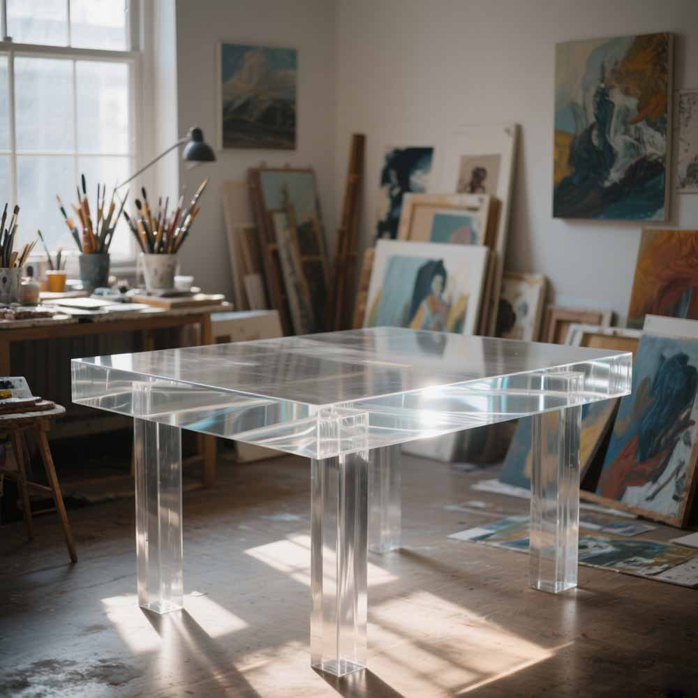 透明亚克力桌高透耐磨防水易清洁小户型百搭圆角办公有机玻璃桌子