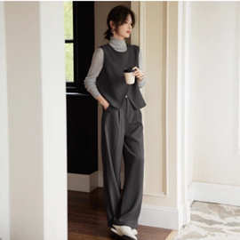 欧洲站时尚通勤西装马夹套装女2025年秋季新款长裤气质一整套穿搭