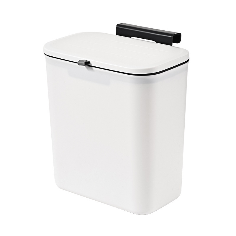 壁掛けゴミ箱家庭用高価値プラスチックトイレ蓋付き大型吊り下げオフィスキッチンゴミ箱|undefined