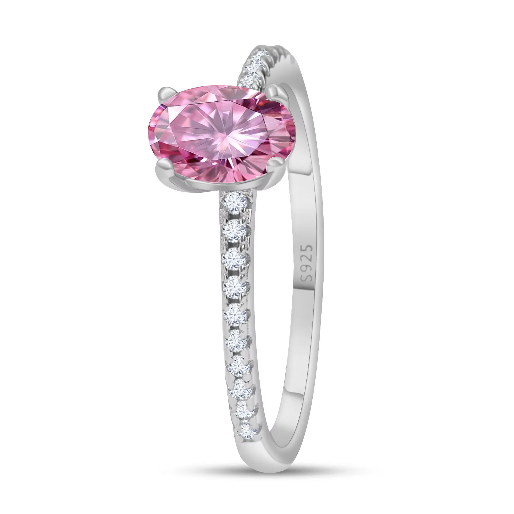 Anillo de piedra de morsanita de huevo de huevo de micrométrico al por mayor estilo europeo y americano con bolígrafo de prueba de diamantes para soportar un cabello