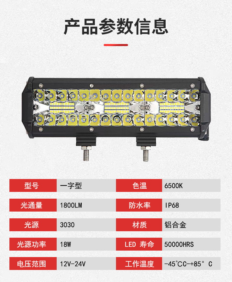 Car LED strip light, three-row 240W work light, inspection light, off-road vehicle roof light, off-road vehicle spotlight
