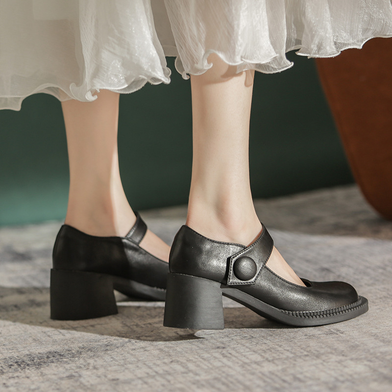 Mona Mary Jane Thick-Soled Chunky Heel Shoes for Women, French-Style High Heels, Jk Uniform Women's Shoes, Large-Toe Shoes, In-Stock, Retro Style Mona Mary Jane Thick-Soled Chunky Heel Shoes for Women, French-Style High Heels, Jk Uniform Women's Shoes, Large-Toe Shoes, In-Stock, Retro Style