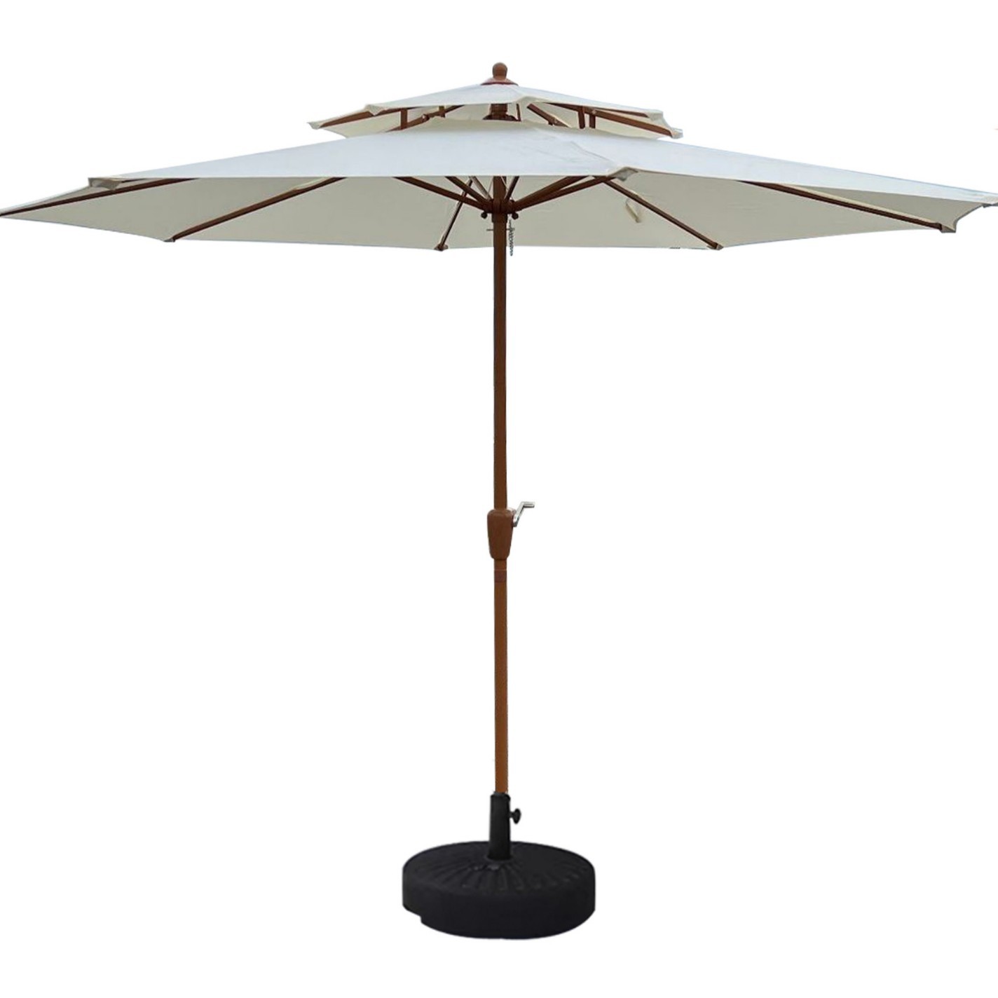 Sombrilla para exteriores, protección solar para patio, impermeable, para camping, ocio, 2.7M, doméstica, de doble techo, con manivela central, venta al por mayor.