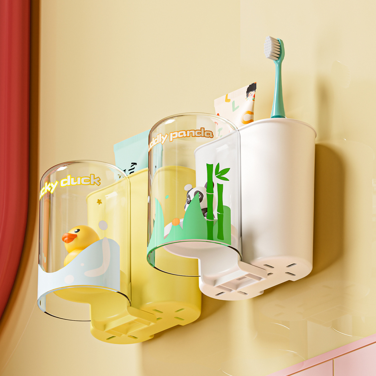 Suport pentru periuțe de dinți cu pahar pentru copii_voghion.com