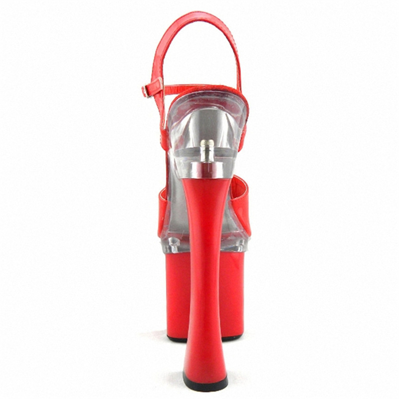 Odio los zapatos de boda rojos, zapatos de mesa impermeables de tacón grueso, zapatos de espectáculo de club nocturno, sandalias de moda de tacón de 20 cm