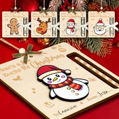 独特のクリスマス現金クリップ-4個のクリスマス財布アクセサリー、木製財布2024年クリスマスプレゼント