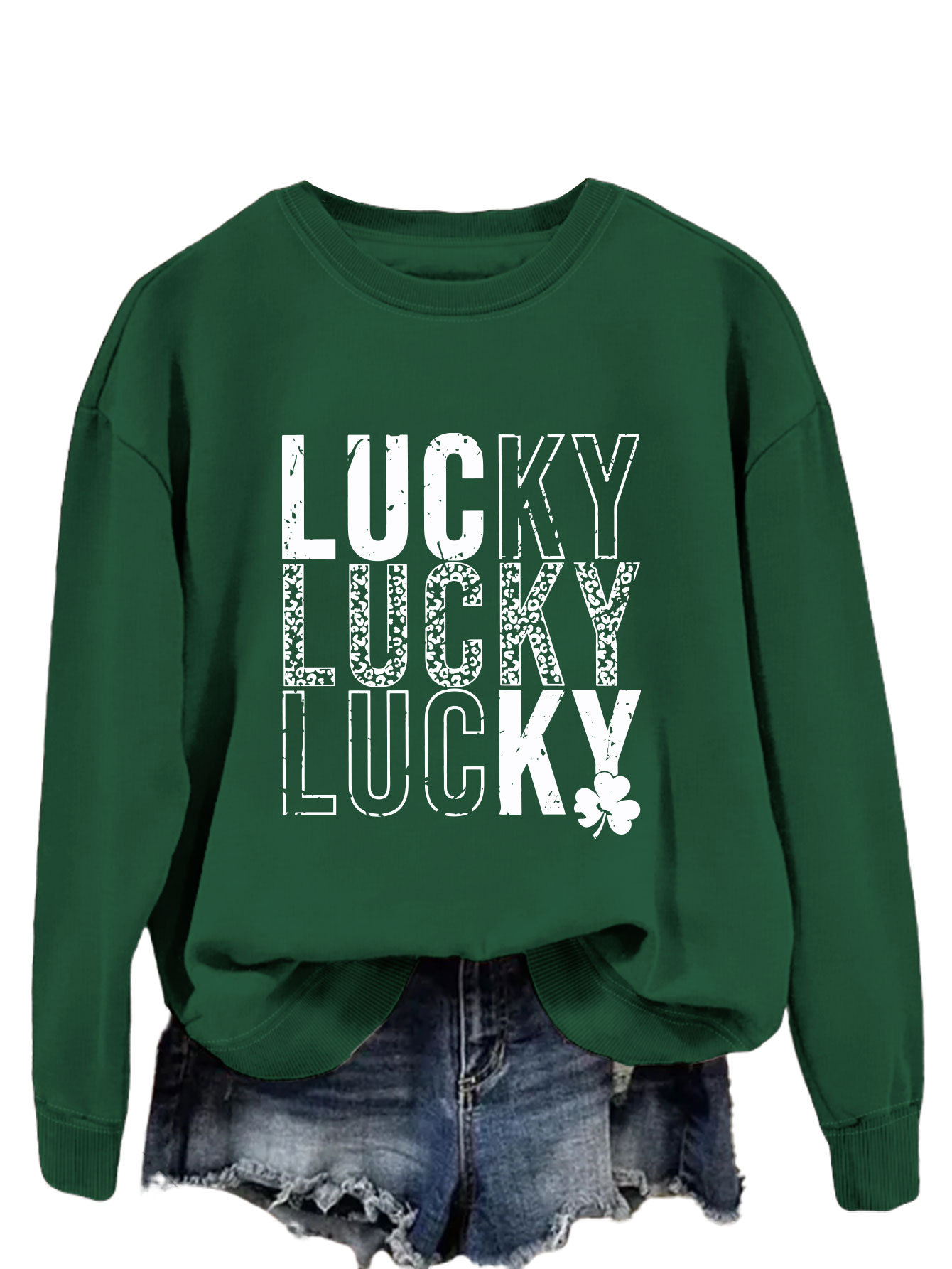 Women's Hoodies Long Sleeve Printing Streetwear Shamrock Letter display picture 32