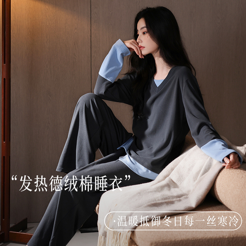 【Thermal Locking】Autumn and Winter Women's Pajamas, Brushed Fleece, Warm, Stylish, Wearable Outside, Homewear Set, Plus Size 【Thermal Locking】Autumn and Winter Women's Pajamas, Brushed Fleece, Warm, Stylish, Wearable Outside, Homewear Set, Plus Size