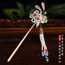 古风发簪女合金盘发簪子高级感汉服步摇花旗袍手工钗子头饰流苏