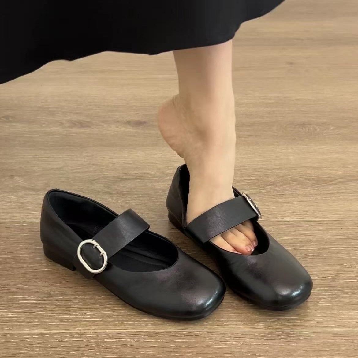 Sheepskin Version ~ French Retro Mary Jane Shoes for Women, New Flats Shoes, One-Strap Ballet Style Shallow Mouth Granny Shoes